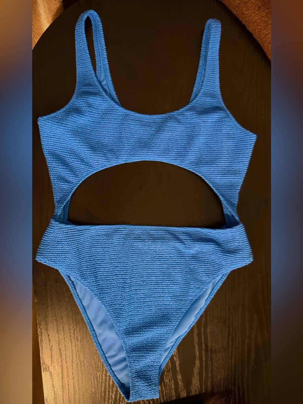 PacSun Swim Eco Blue Textured Cutout One Piece Swimsuit Size L